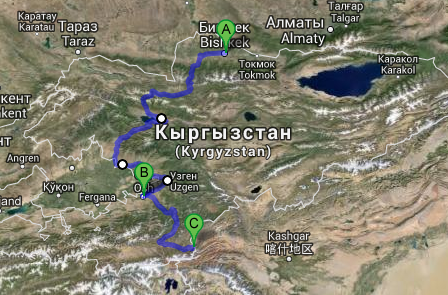 Route Kirgistan