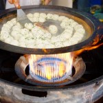 Gebratene Jiaozi zum Abendessen.