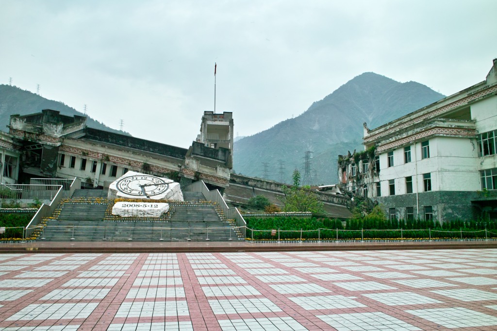 Mahnmal des Erdbebens von Wenchuan 2008.